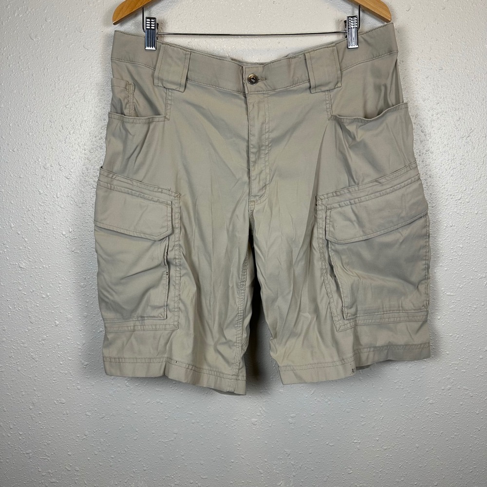 Duluth Trading Co Mens 38 Flex Dry On The Fly Shorts Khaki Tan Cargo Hiking 11"